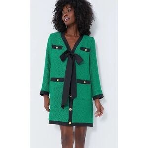 NWT Green Coco Tweed Bow Dress Tuckernuck, XS $198